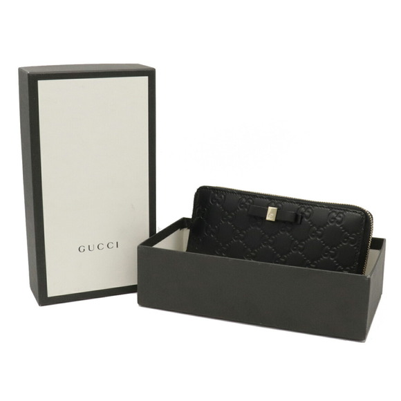 Gucci Guccisima Ribbon Motif Zippy Wallet Leather Black - Picture 9 of 9